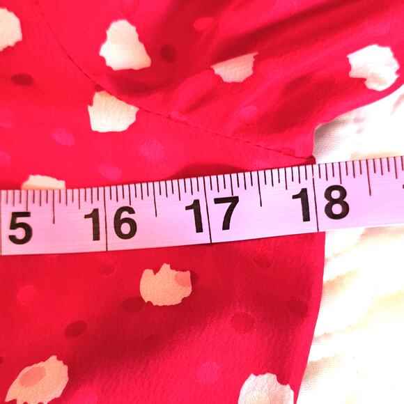 Vintage Y2K Maggy London Silk Midi Dress Women's Sz 6 Red Polka Dot Long Sleeve - Picture 13 of 16